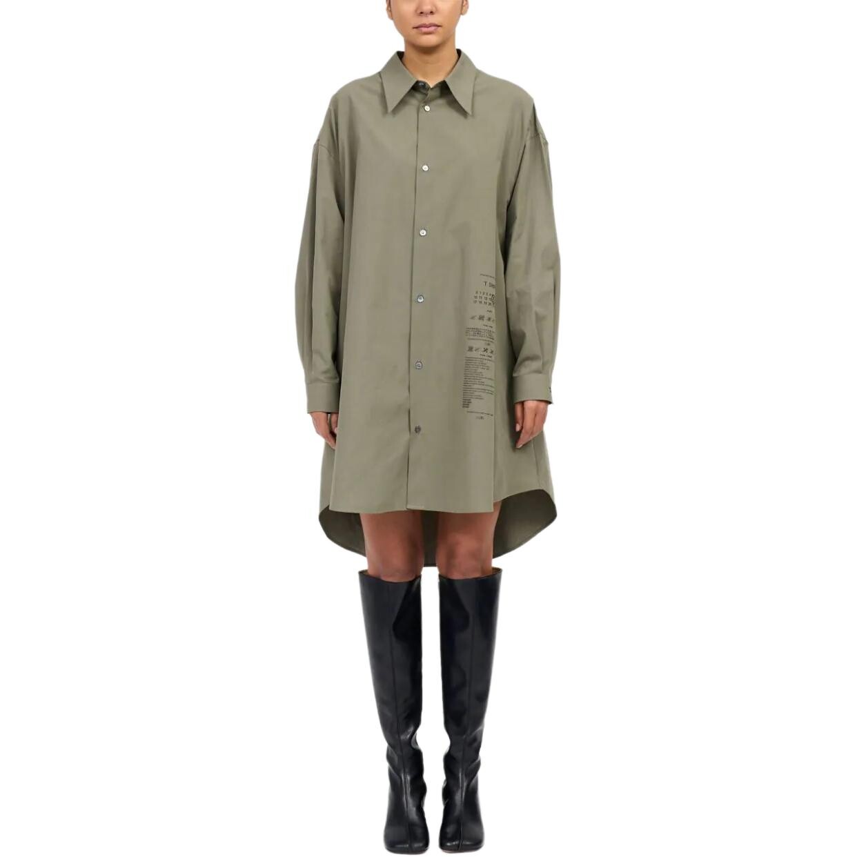 

Платье с длинными рукавами женское цвета хаки Mm6 Maison Margiela