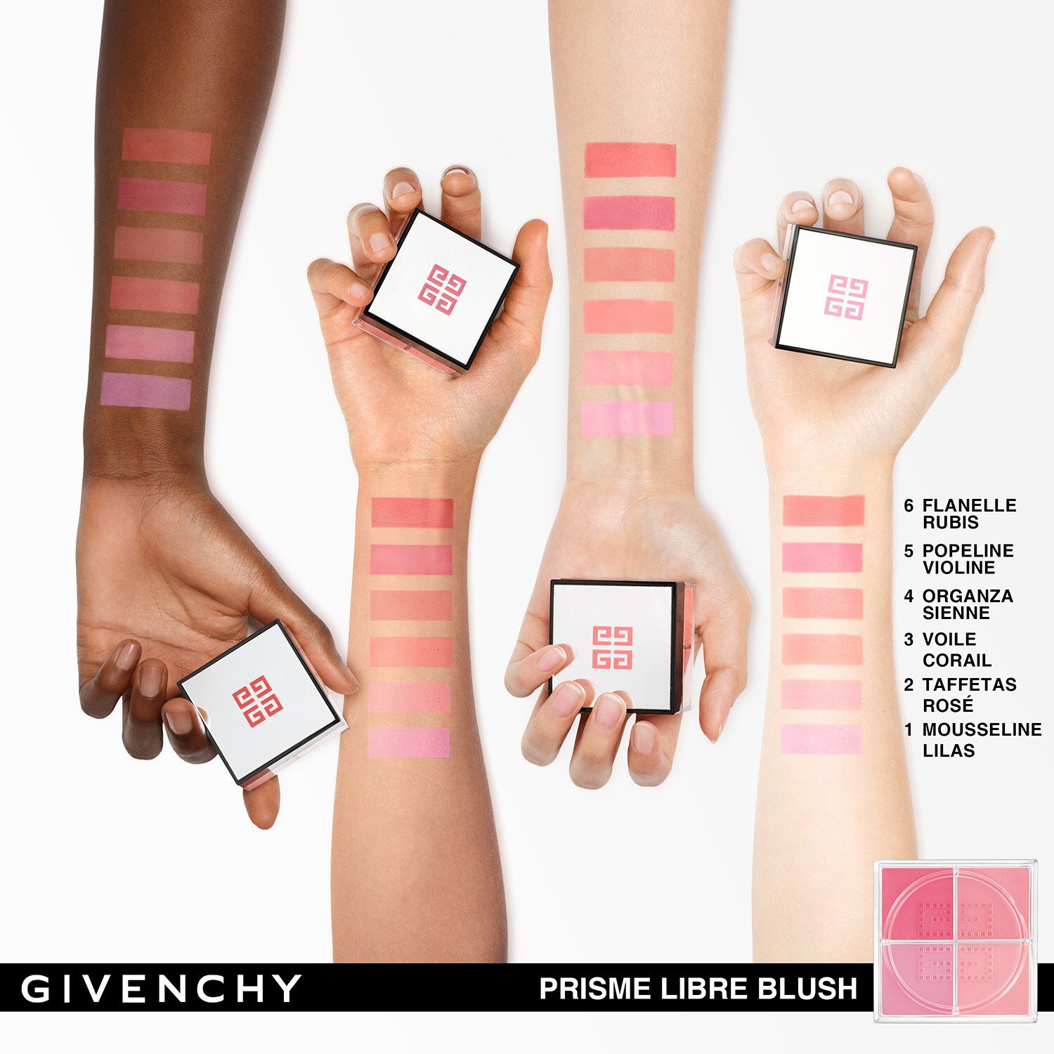 Румяна в 4 оттенках Prisme Libre Blush Givenchy, N°03 Voile Corail (6 g) — фото 3