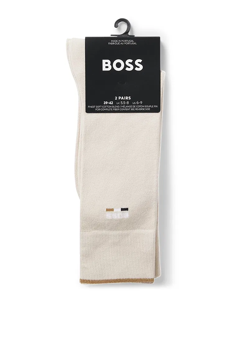 Носки, 2 пары, логотип, BOSS, светло-бежевый/мультиколор — фото 3