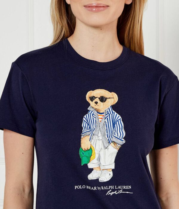 Футболка женская Polo Ralph Lauren синяя с логотипом — фото 4