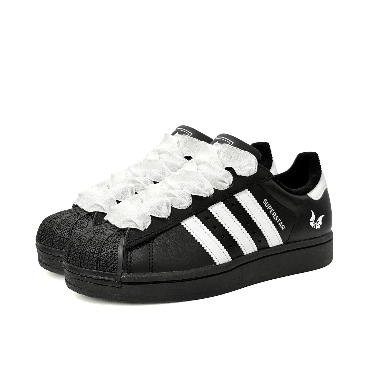 Кроссовки для скейтбординга Superstar 2 Butterfly Flying Leather Low top Kids' Black Teenagers Adidas Originals — фото 4
