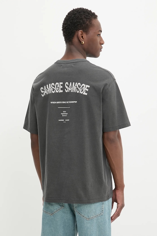 

Хлопковая футболка SASWIRL Samsoe Samsoe, серый