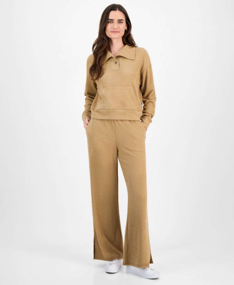 

Женские трикотажные брюки с высокой посадкой и широкими штанинами Nautica Jeans, Tannin