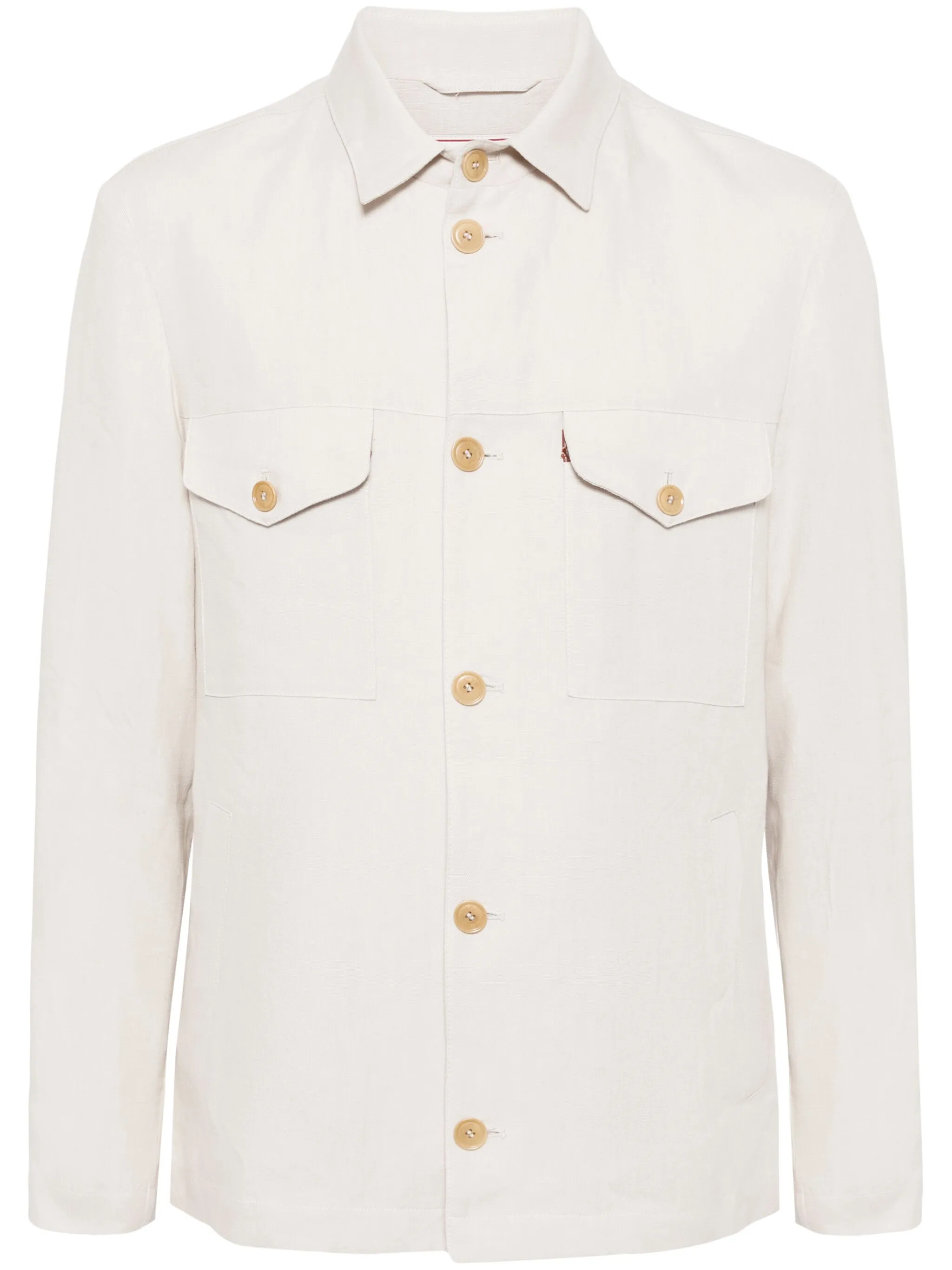 

Льняная куртка-рубашка на пуговицах Luciano Barbera, бежевый