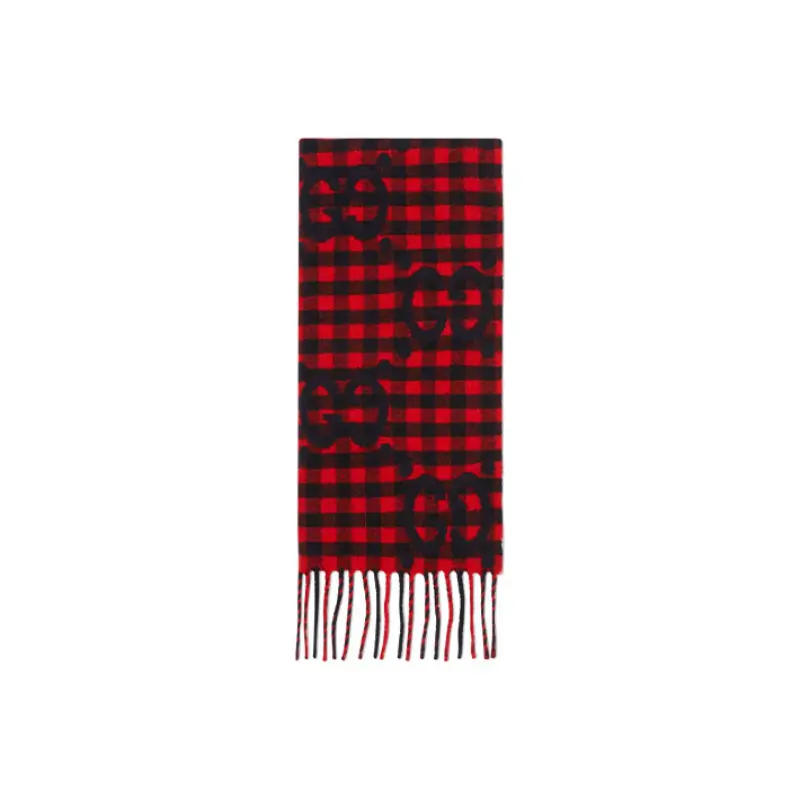

GUCCI Шерстяной вязаный шарф мужской красный, Red