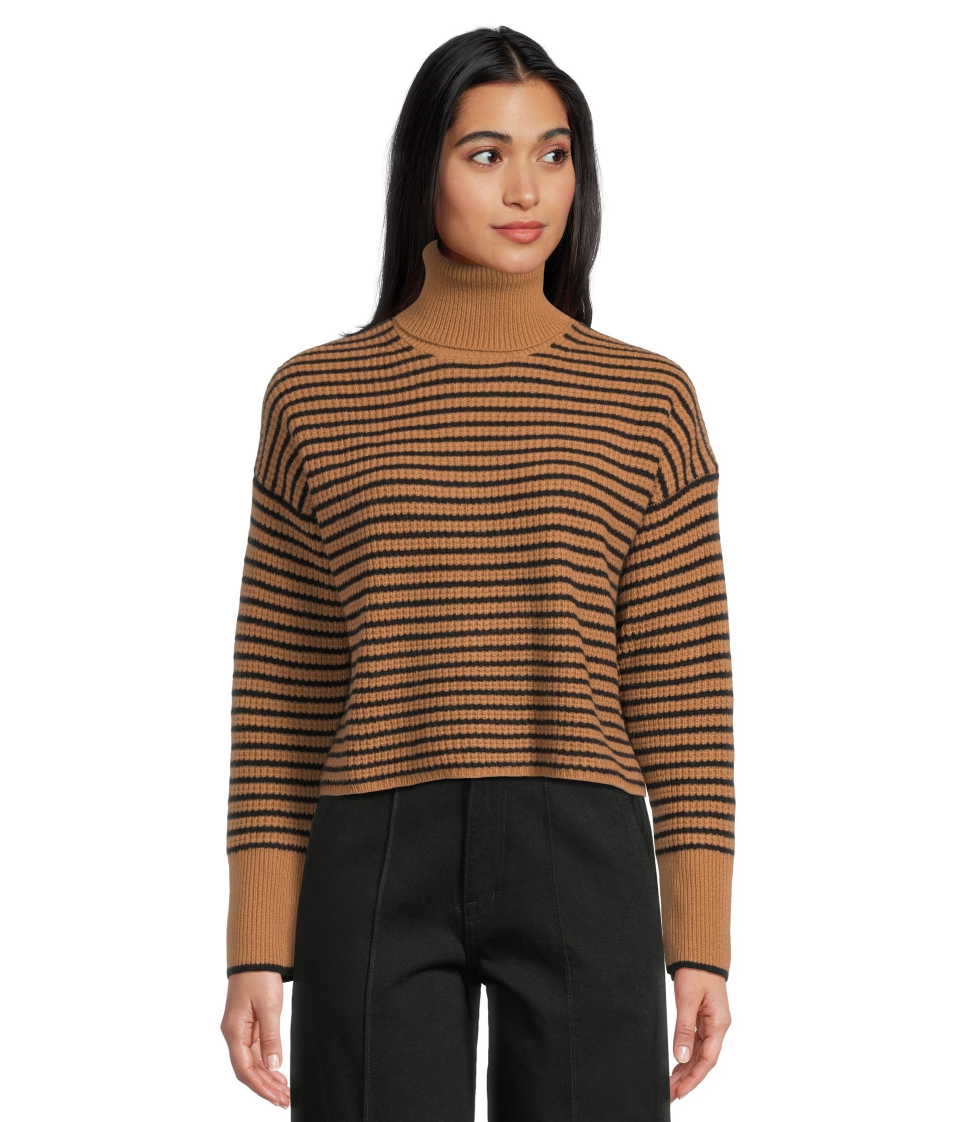 

Свитер Madewell Pine Stripe Wool Waffle Stripe Crew Neck, Heather Caramel Stripe