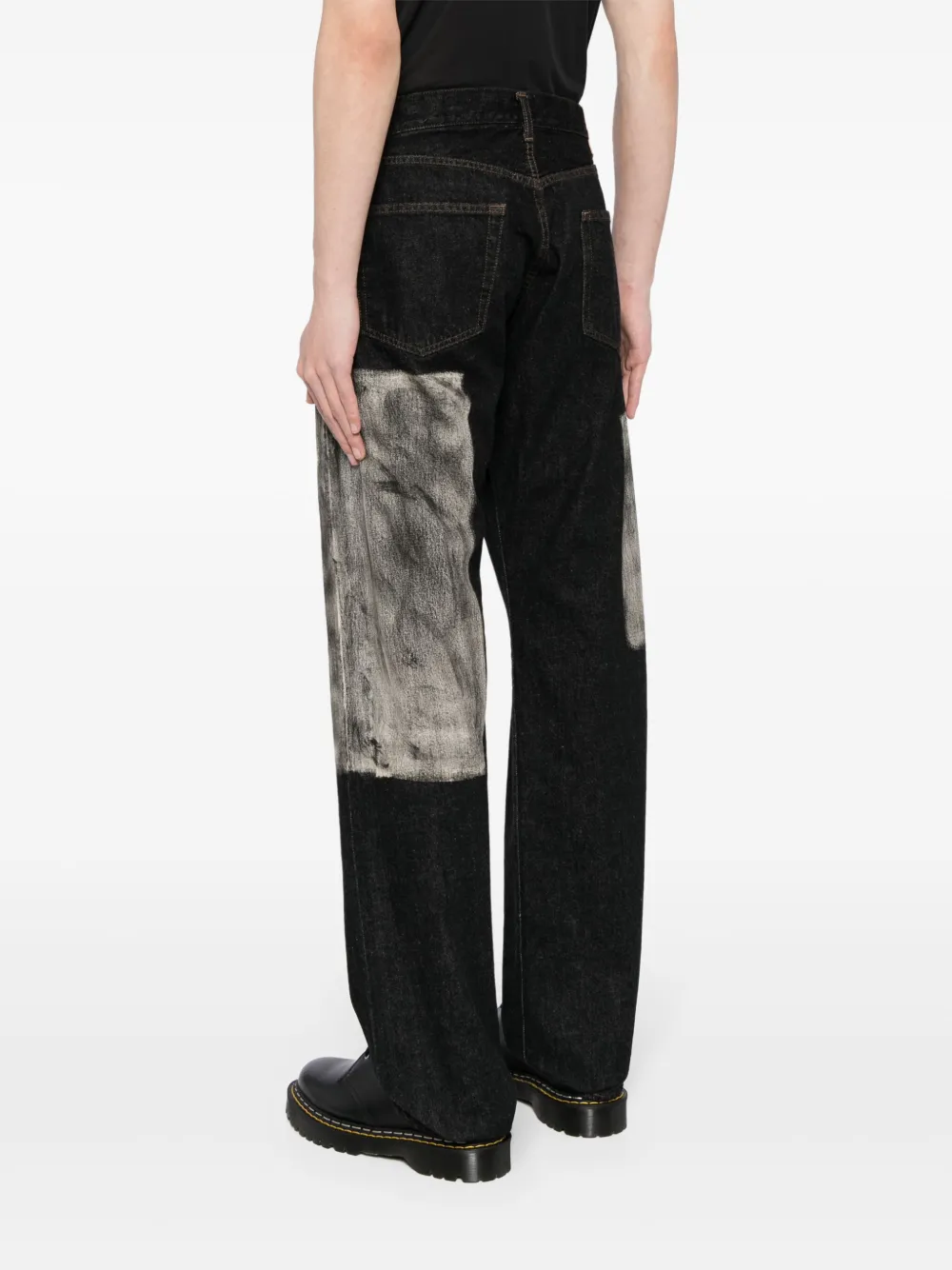 Прямые джинсы со вставками Yohji Yamamoto, черный — фото 4