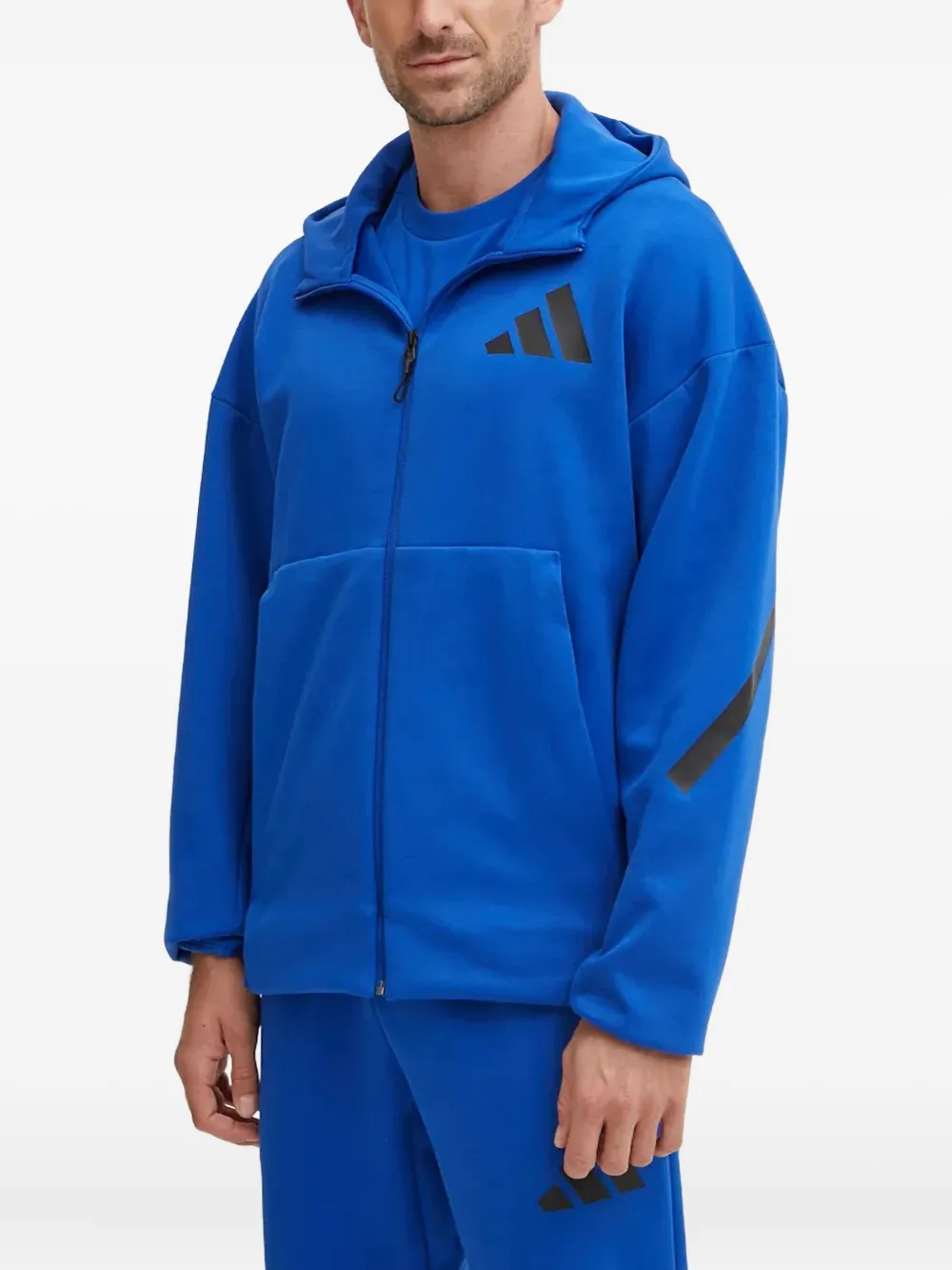 

Худи на молнии с логотипом adidas, синий