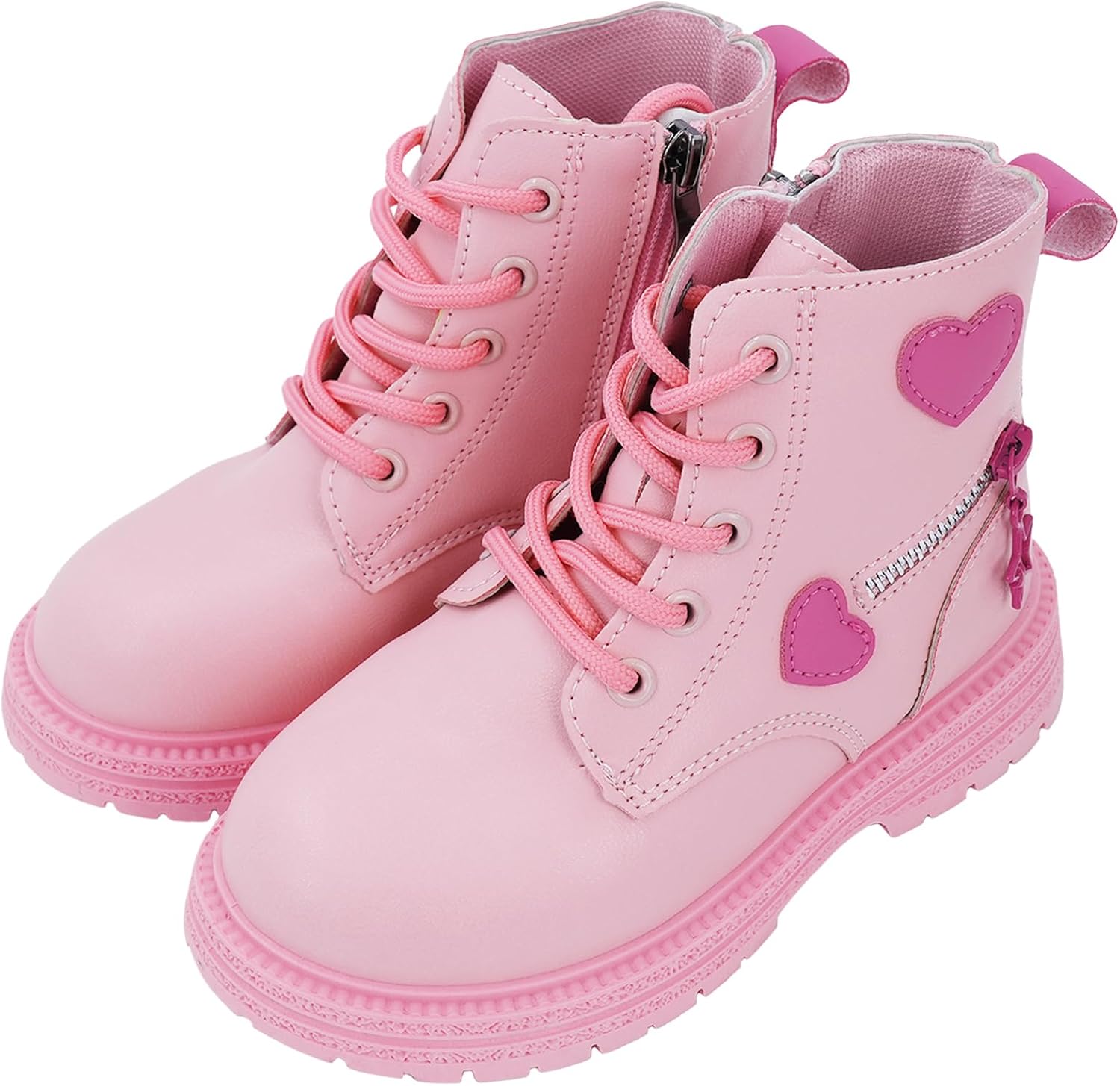 

Детские ботинки SEAUR для девочек, с застежкой-молнией сбоку, шнуровкой, модные ботинки для улицы и работы, осенне-зимние малыши, боевые ботинки, Pink