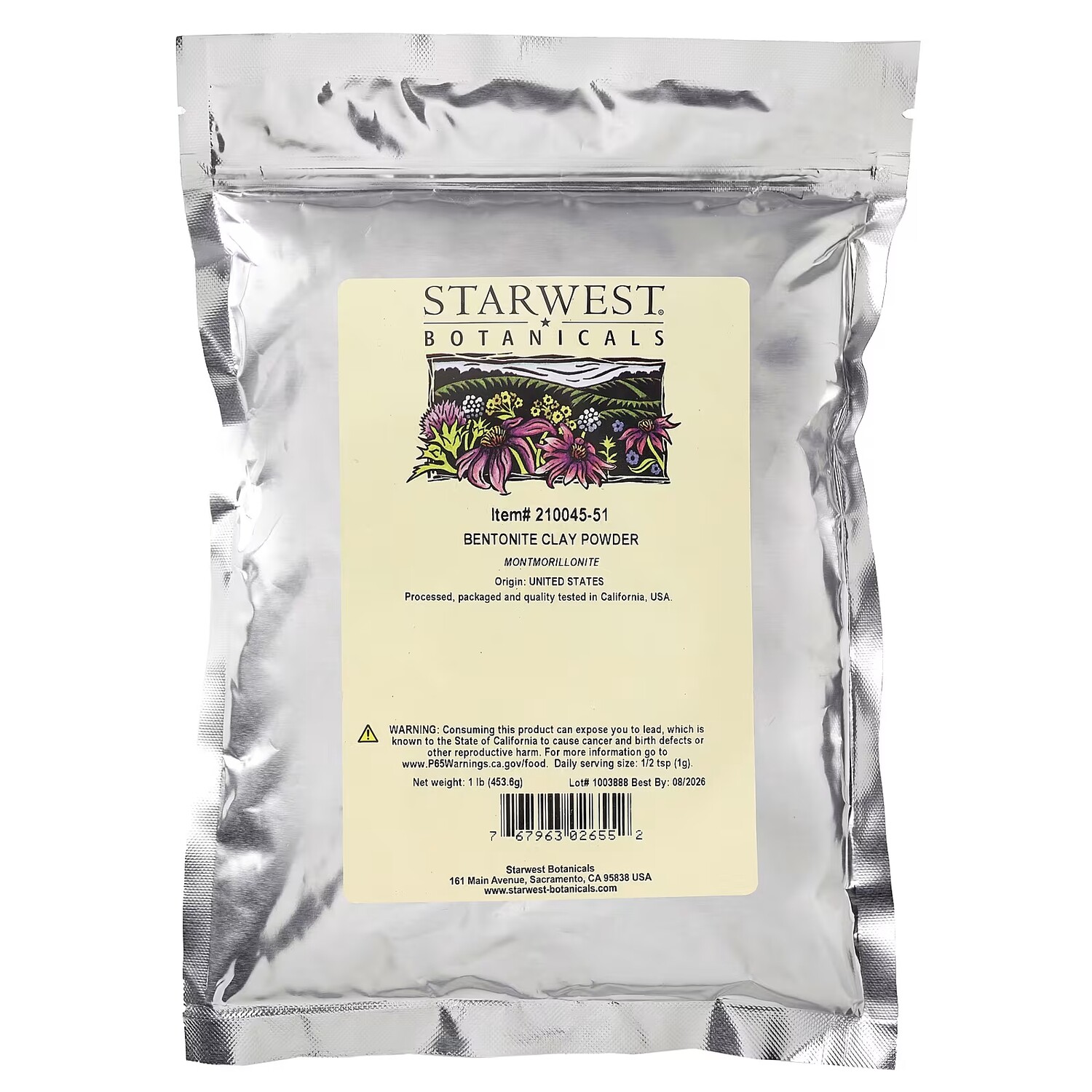 Маска для лица Starwest Botanicals — Порошок бентонитовой глины, 453.6 г — фото 2