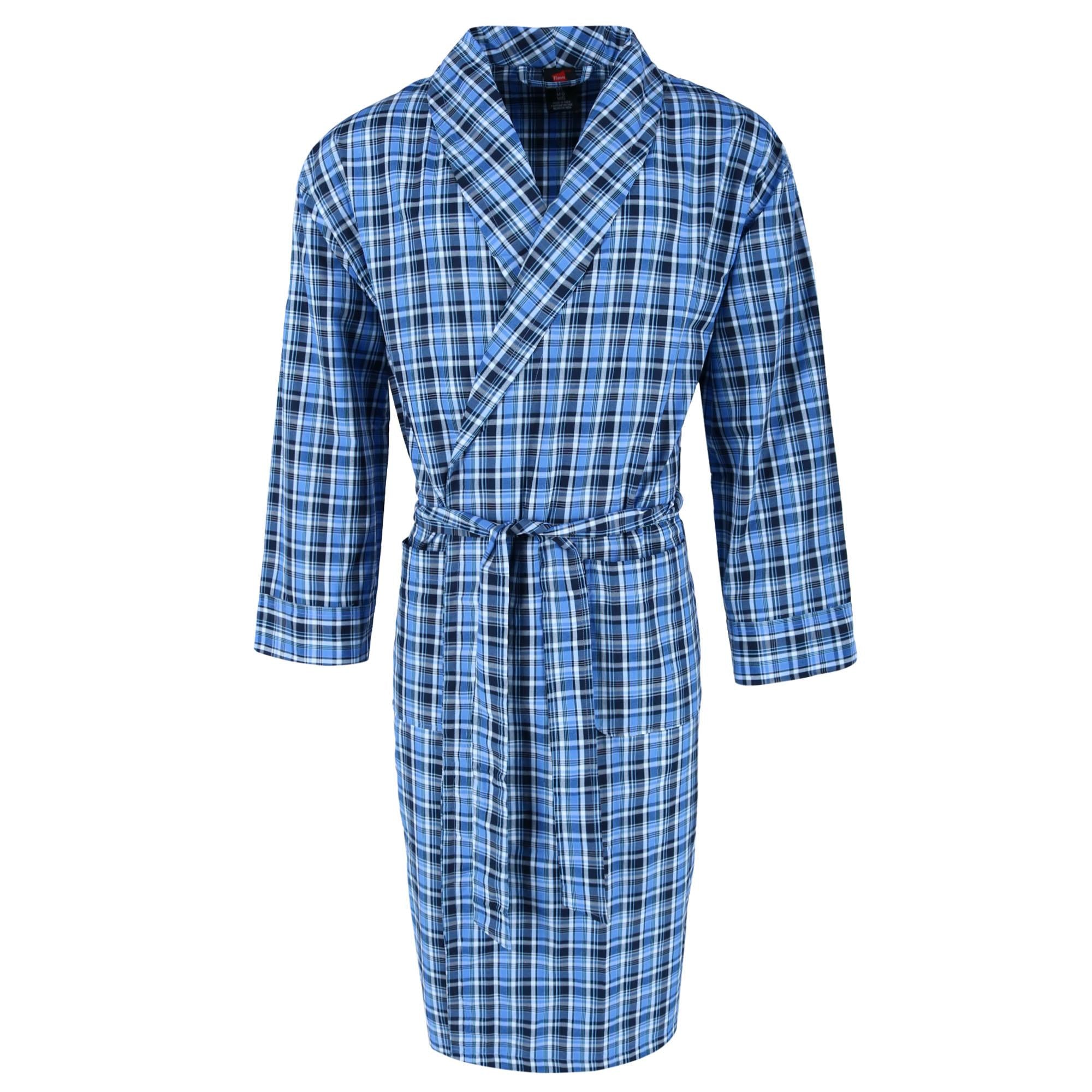 

Мужской легкий тканый халат, высокие размеры Hanes, цвет blue plaid