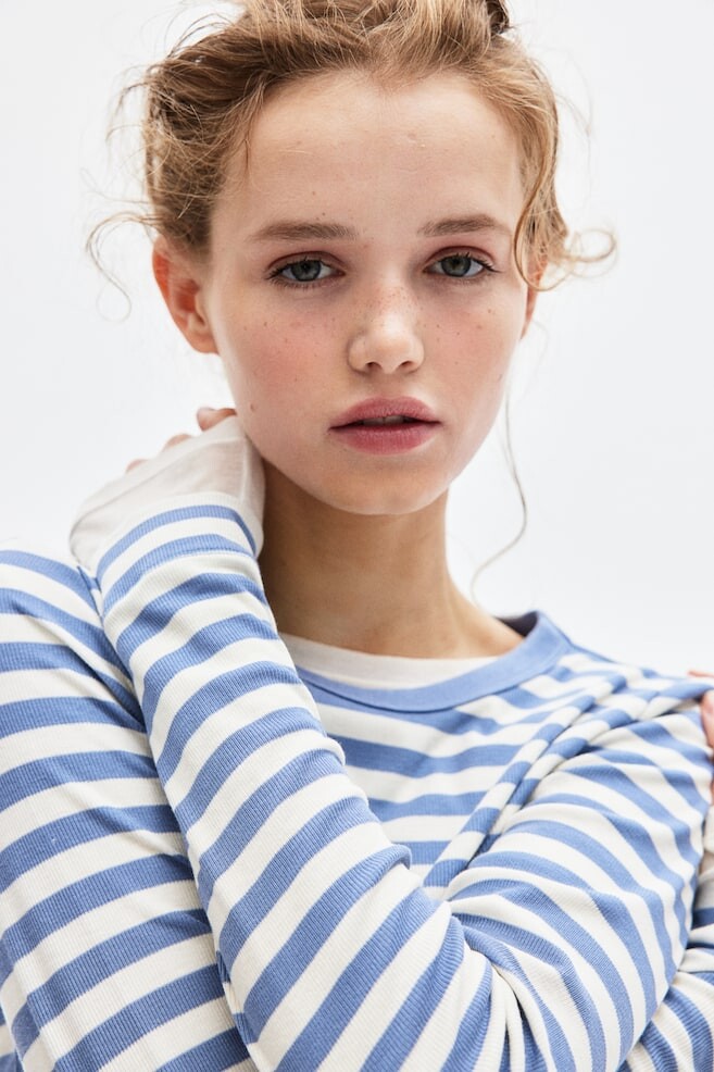

Рубашка из джерси в рубчик H&M, синий