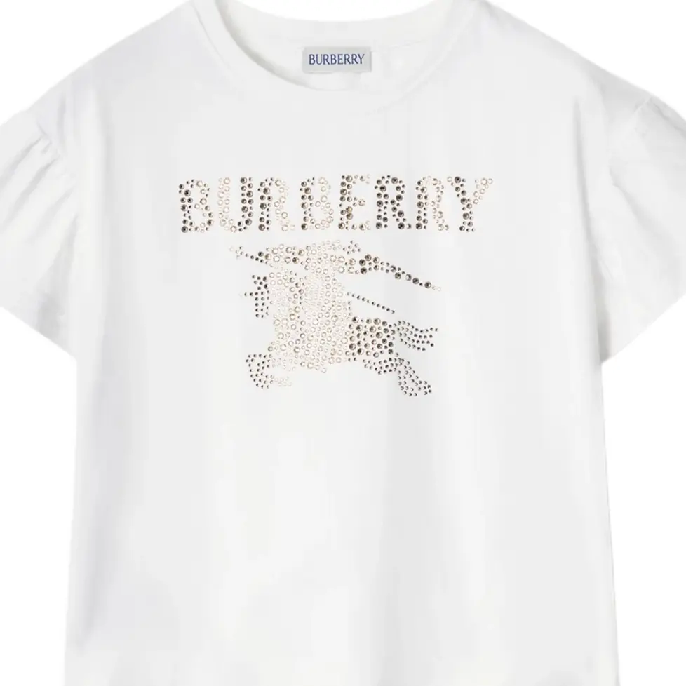 Детская футболка с круглым вырезом, средней толщины Burberry, белый — фото 4