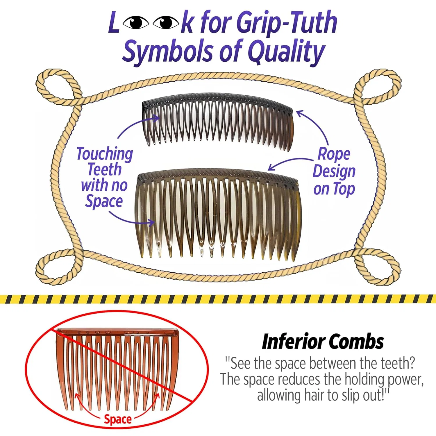 Набор декоративных гребней для волос «Grip‑Tuth Shorty Tuck Combs» от Good Hair Days Good Hair Days, Crystal — фото 3