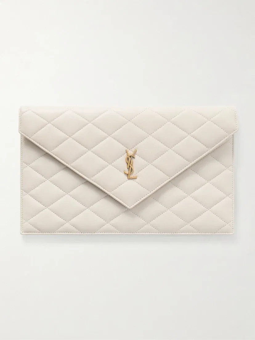 Клатч из кожи Matelassé SAINT LAURENT, белый