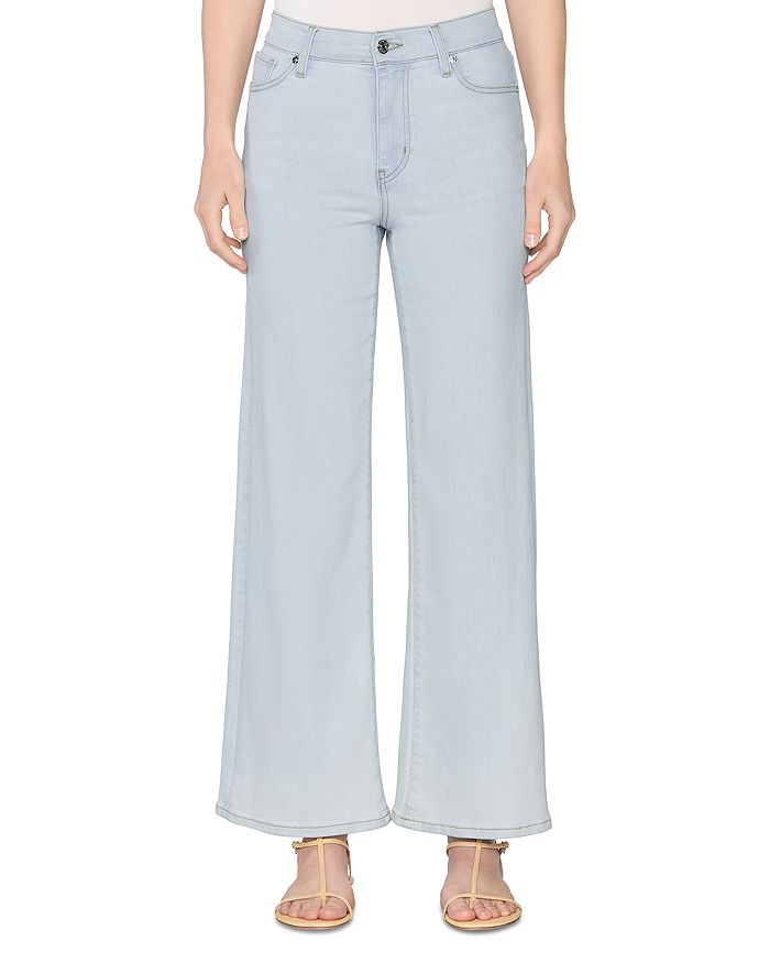 

Le Slim Palazzo High Rise Wide Leg Jeans in Feather – Узкие брюки-палаццо с высокой посадкой и широкими штанинами в цвете Feather FRAME, синий