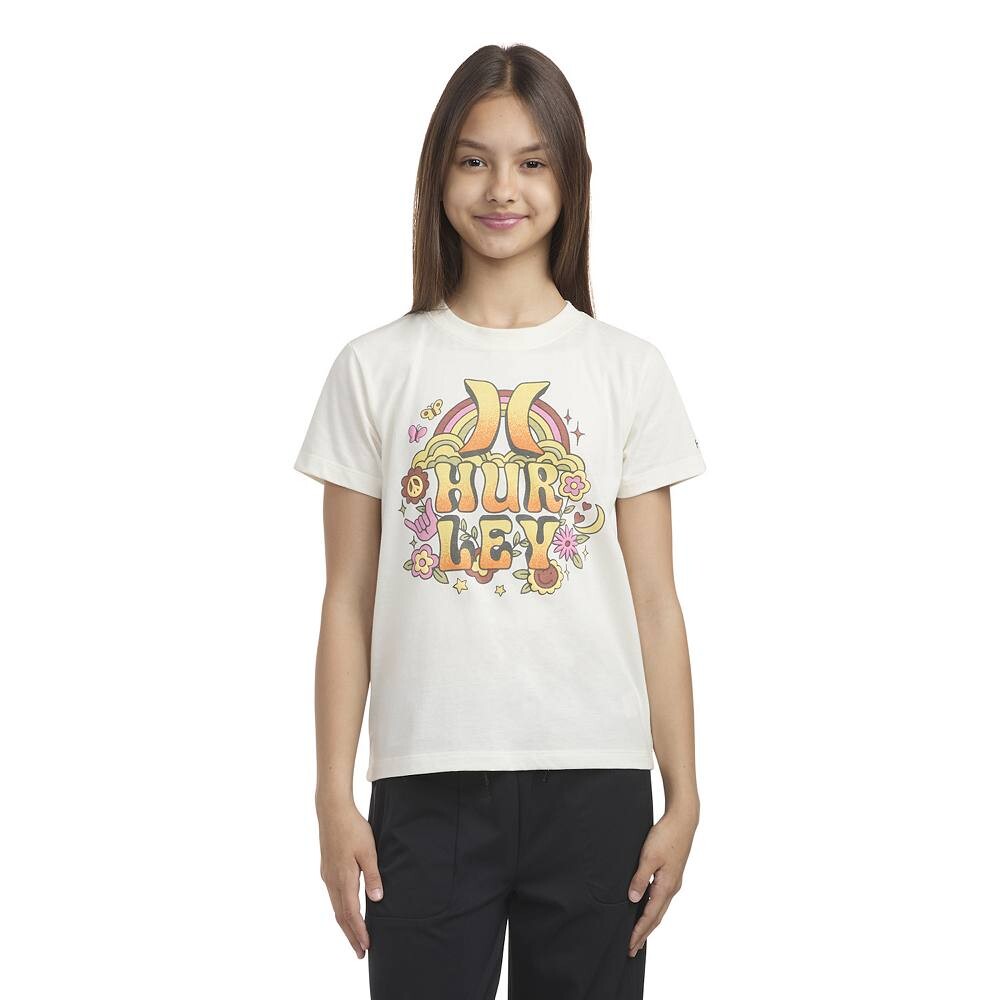 

Футболка Hurley Peace and Love с короткими рукавами для девочек 7–16 лет, цвет Ivory