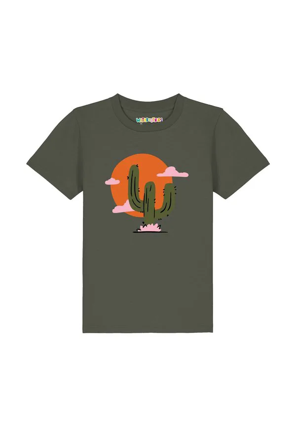 Футболка с принтом kaktus im sonnenuntergang Watapparel, Khaki — фото 2