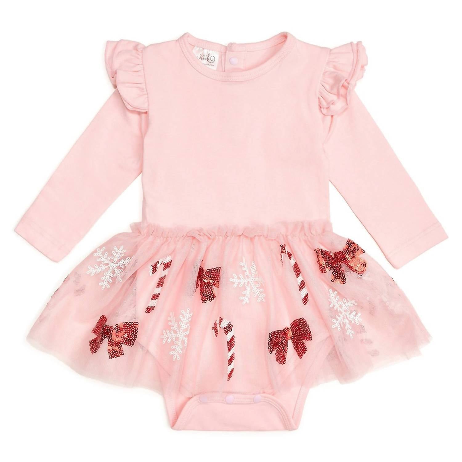 

Розовый комбинезон-туту с конфетными палочками и бантиками для новорожденных и девочек Sweet Wink, розовый