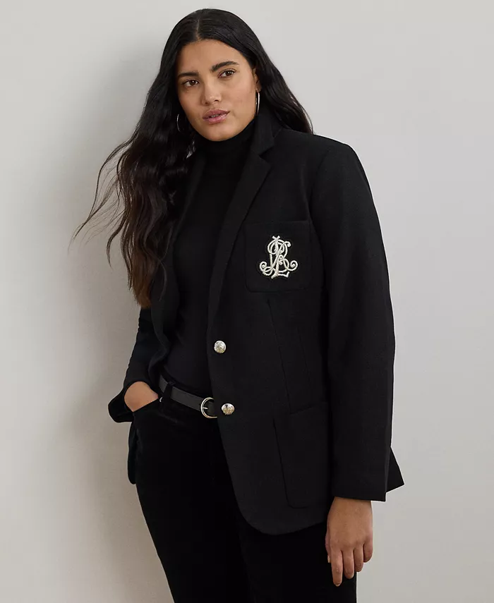

Жакет с жаккардовым узором больших размеров Lauren Ralph Lauren, черный