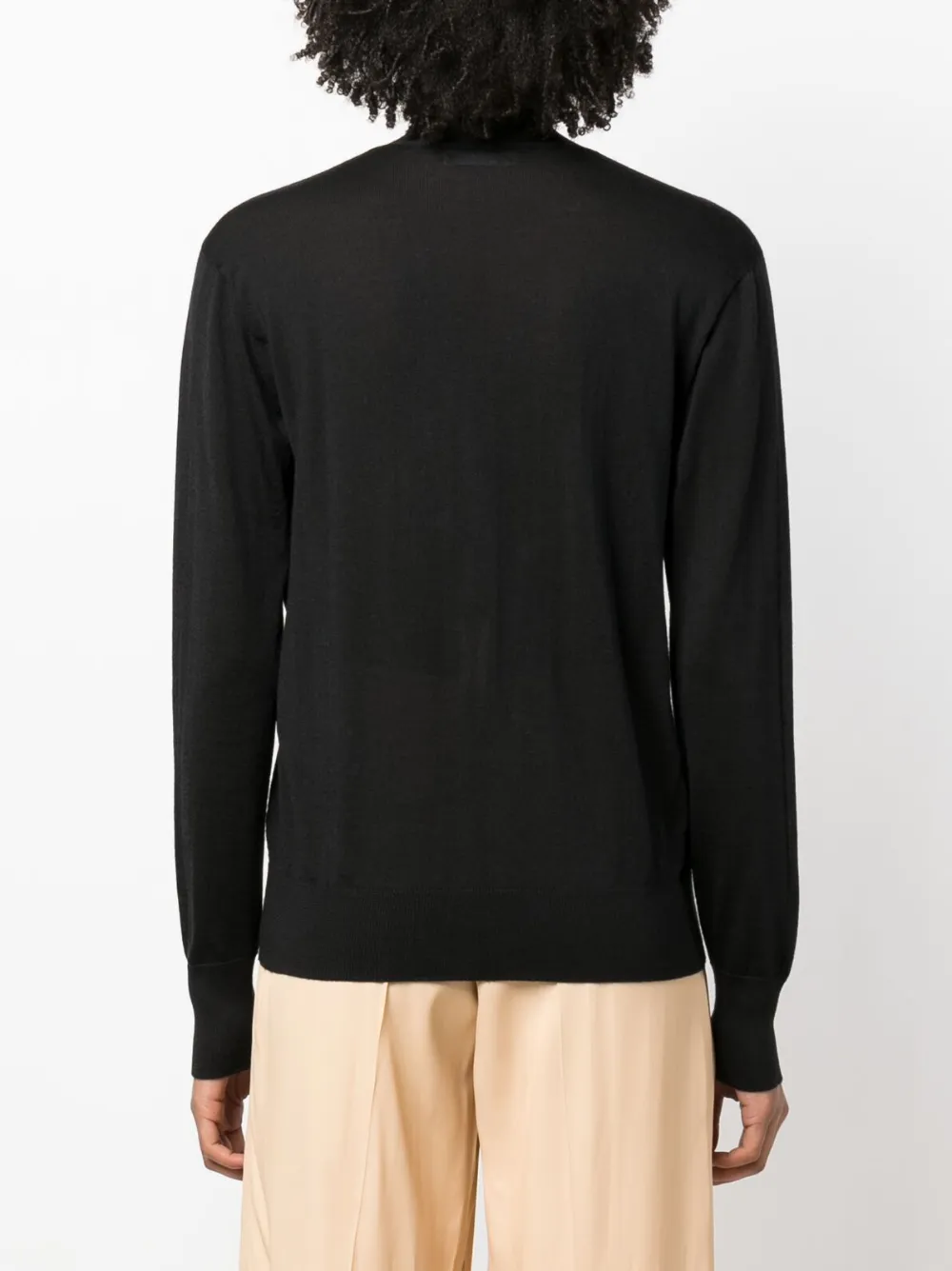 Кардиган тонкой вязки с V-образным вырезом JIL SANDER, черный — фото 4