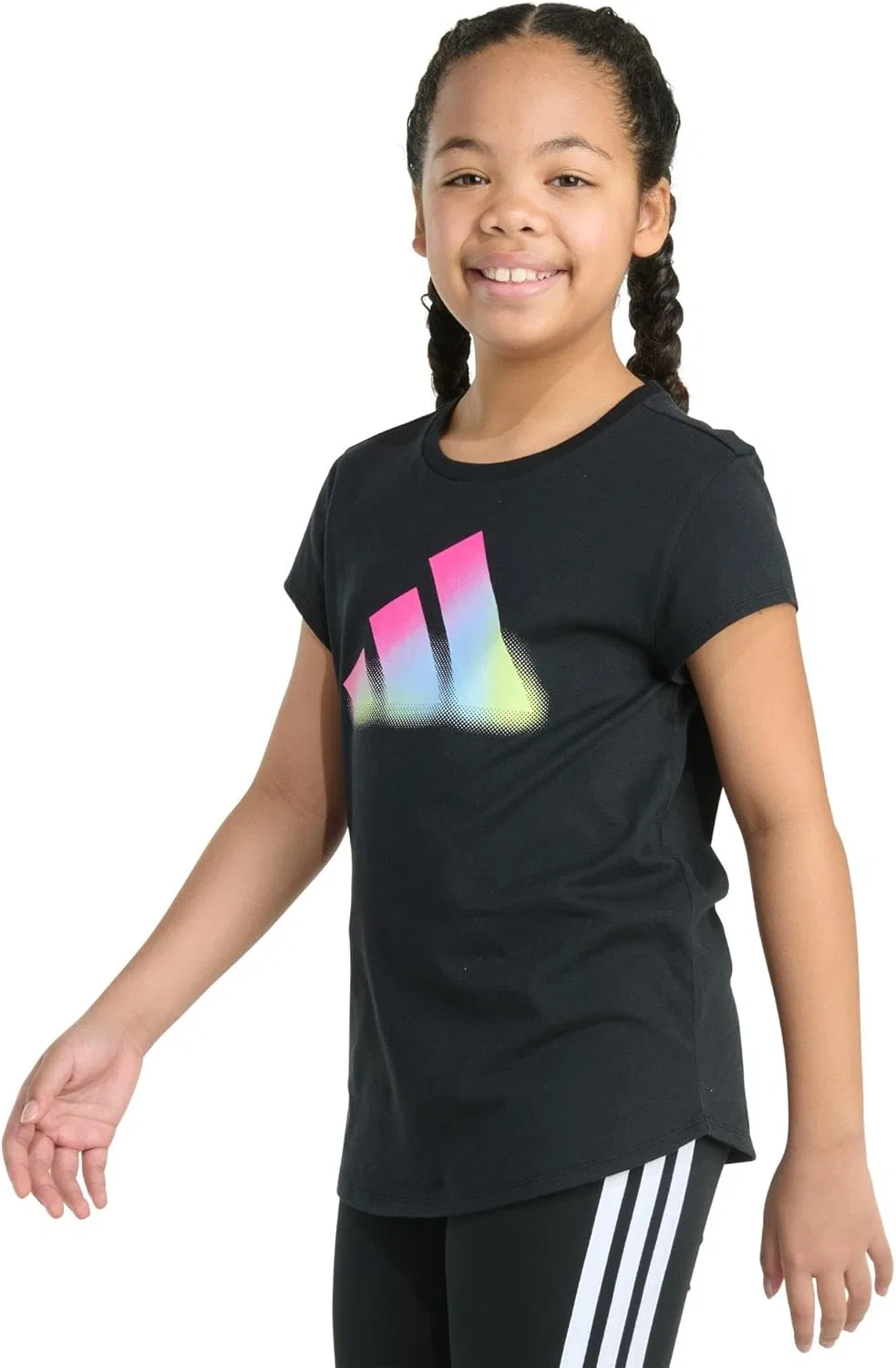 Футболка adidas для девочек, мягкий хлопок, Black Multi — фото 3