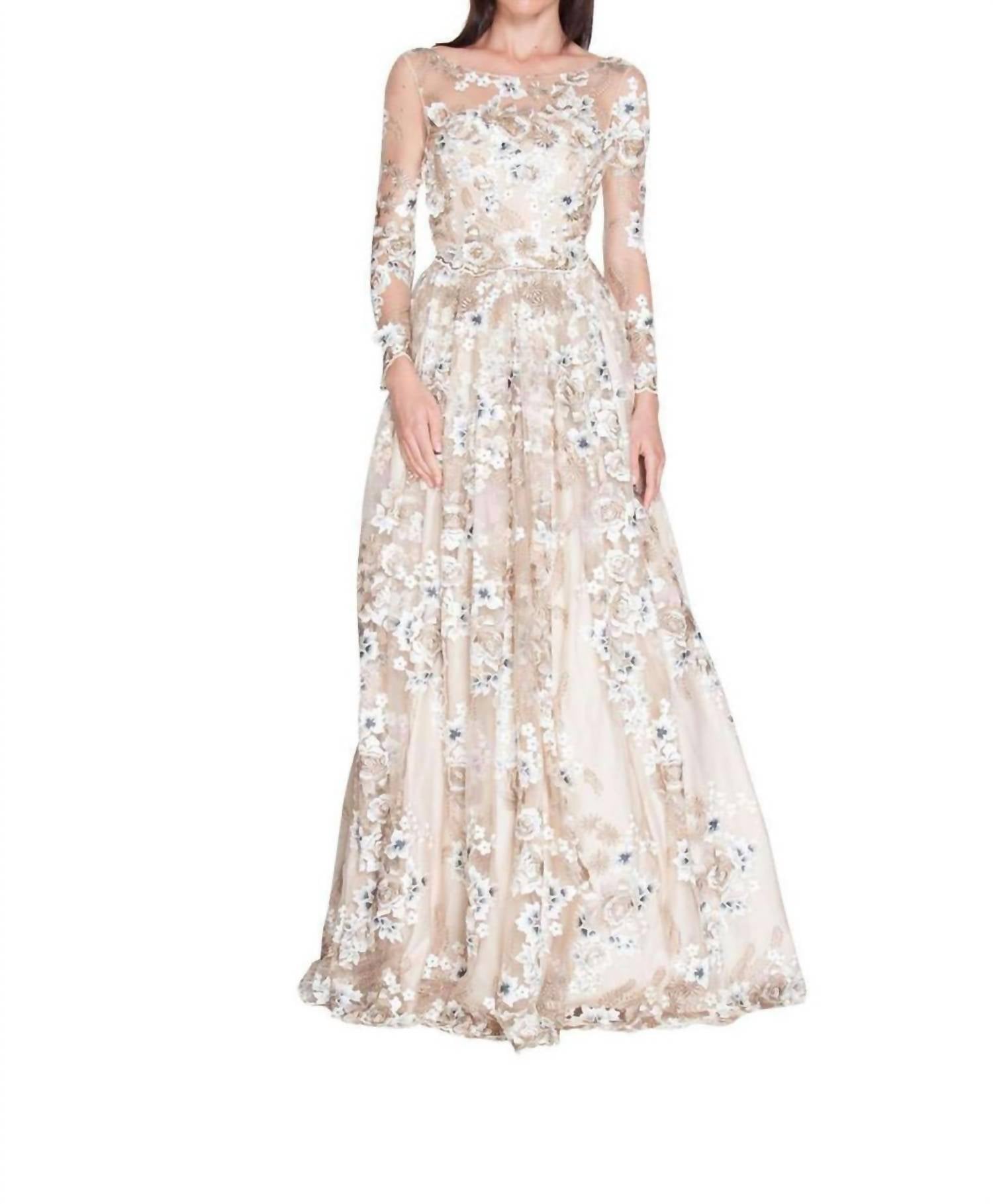 

Вечернее платье цвета шампанского Terani Couture