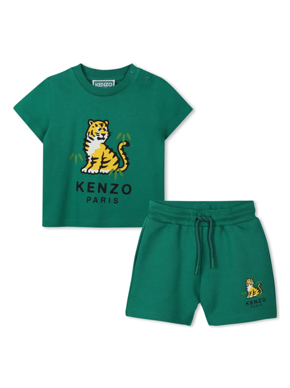 

Комплект из футболки и шортов с логотипом Kenzo Kids, зеленый
