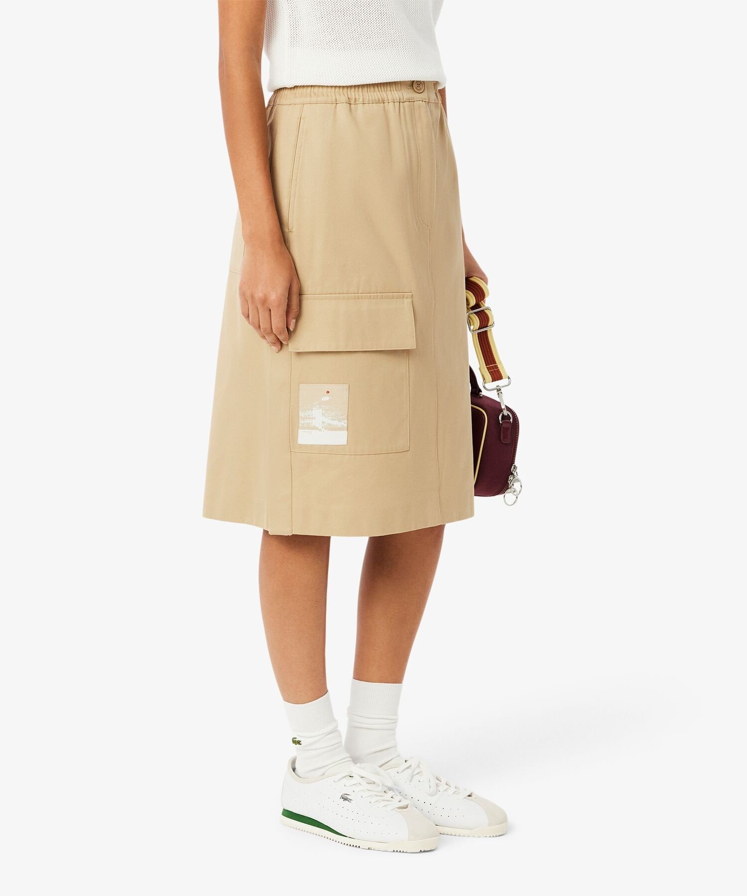 Асимметричная юбка Lacoste, с карманами-карго, бежевая