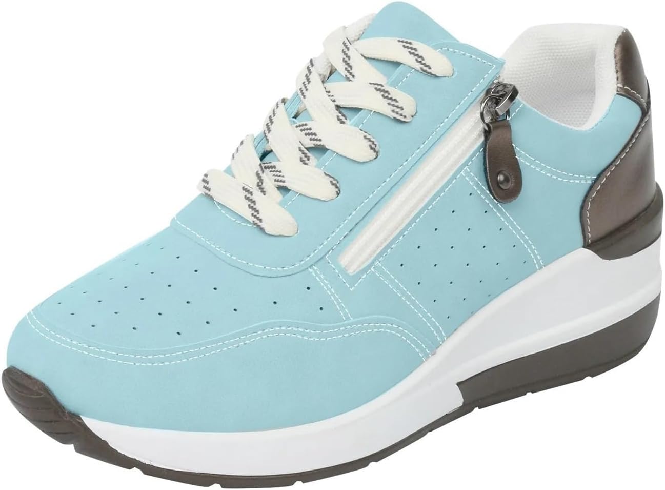 

Кроссовки ZWRXW для мужчин и женщин, модные, с шнуровкой/молнией, на платформе, повседневные, для ходьбы, нескользящие, удобные, легкие, для работы, путешествий и активного отдыха, небесно-голубой