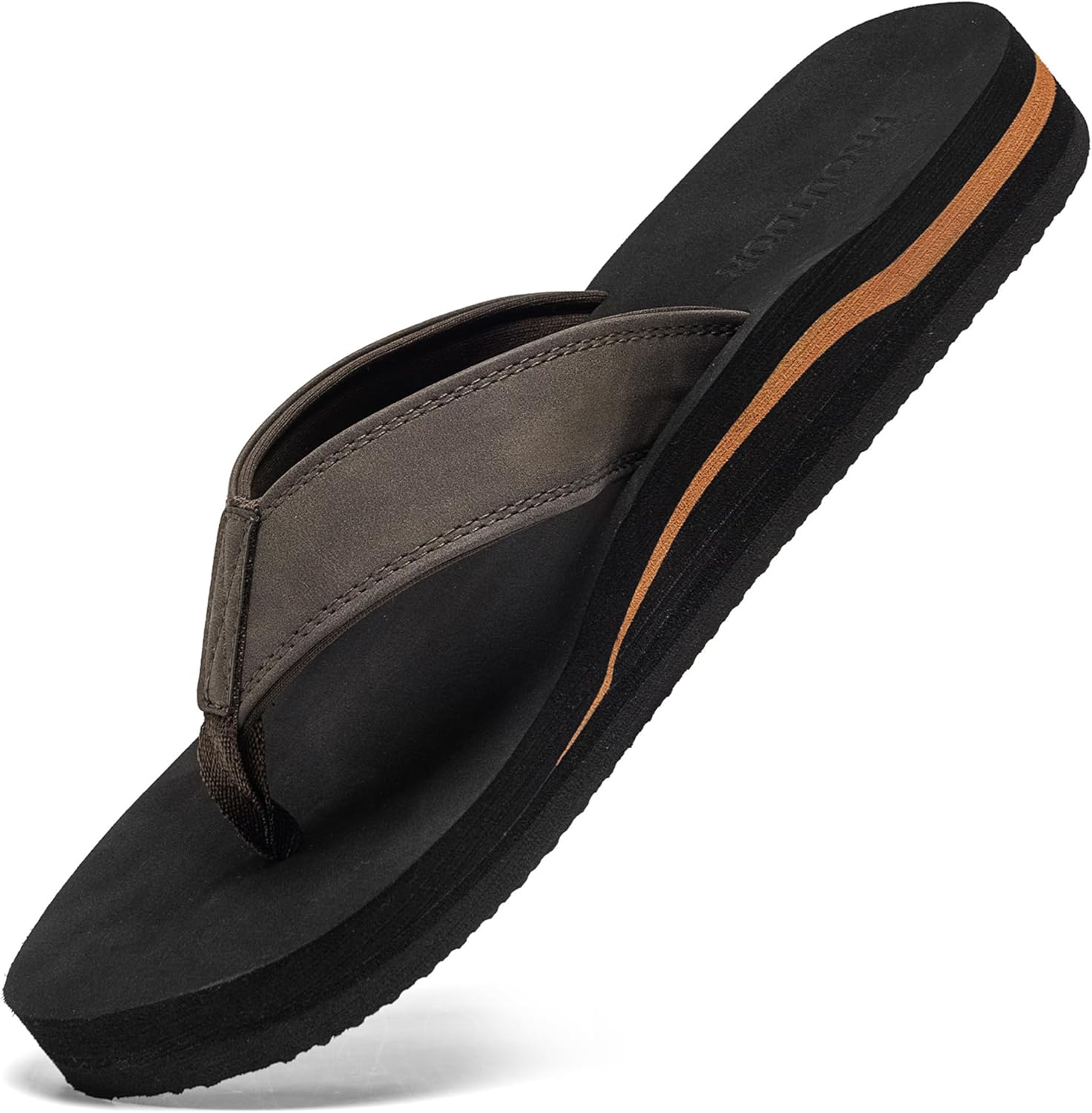 

Мужские широкие вьетнамки с ортопедической поддержкой свода стопы, спортивные шлепанцы с мягкой стелькой Proutdor, черный