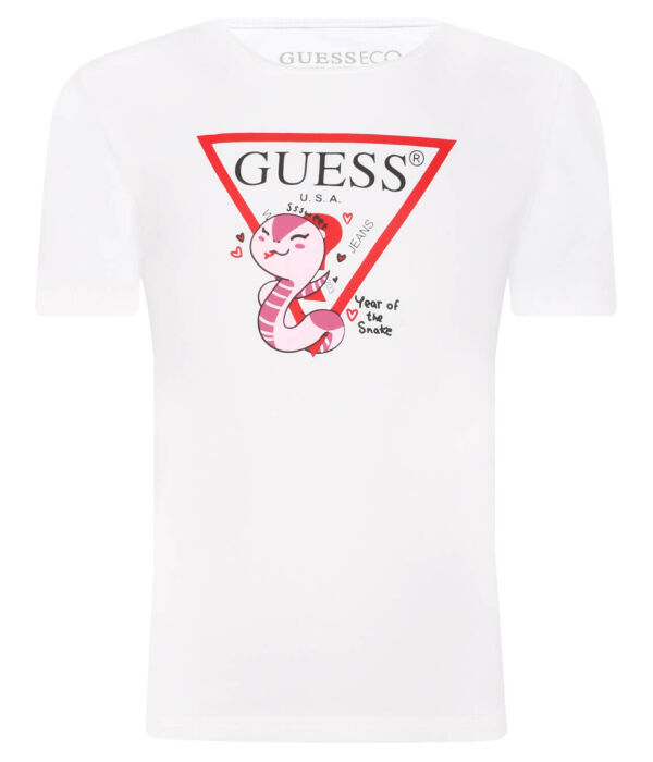 

Футболка Guess Regular Fit, белый / красный