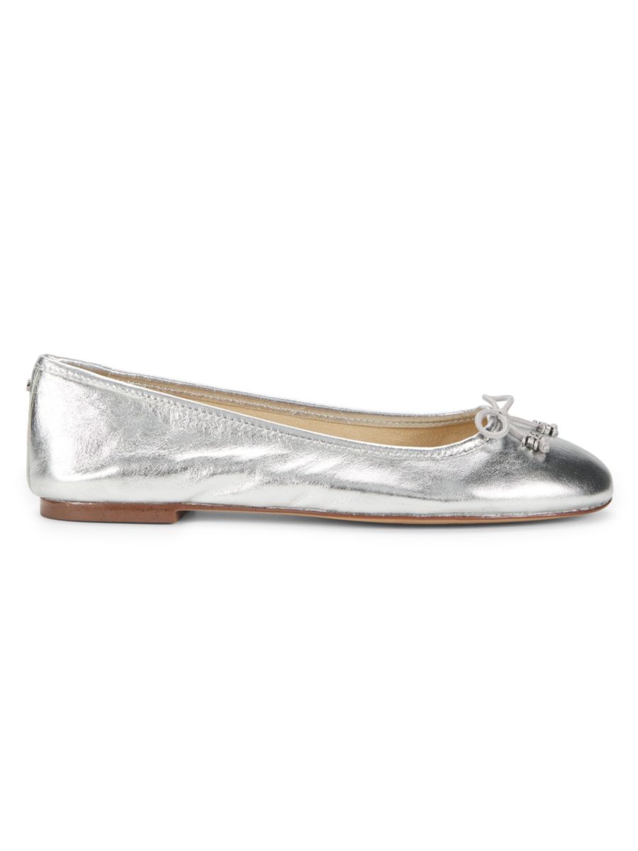Балетки из кожи с декором Sam Edelman, цвет Soft Silver