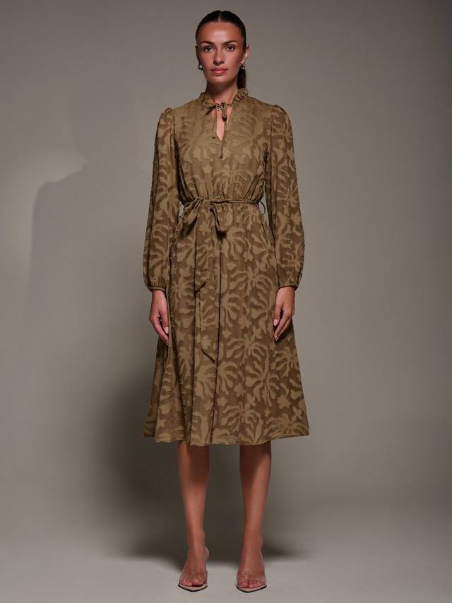 

Платье из шифона с абстрактным принтом и галстуком на шее Jolie Moi, Brown