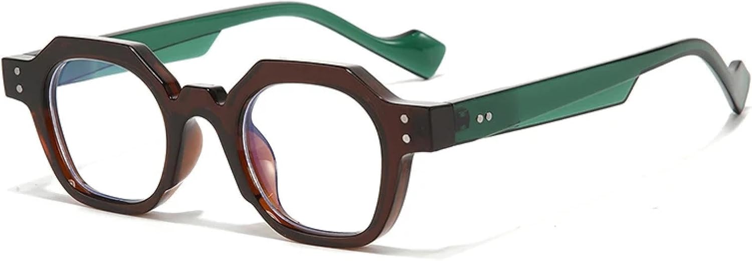 

Ретро-солнцезащитные очки Polygon Small для женщин с защитой от УФ-излучения UV400, в стиле панк, с декоративными заклепками, для мужчин – прозрачная оправа HHZZYVY, Brown Green Clear