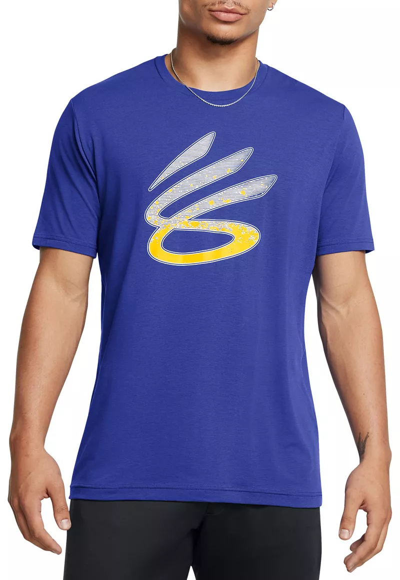 

Мужская трендовая футболка с логотипом Under Armour Curry, цвет Royal/White/Taxi