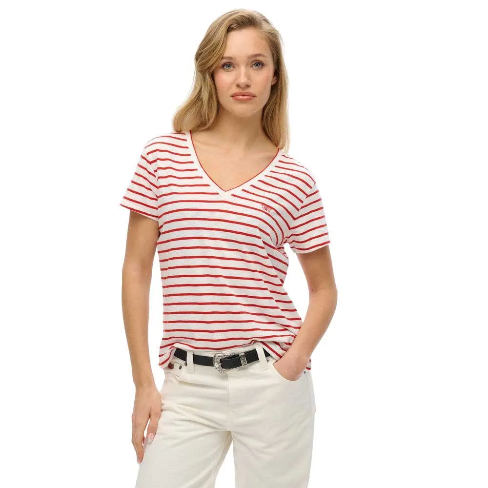 

Футболка Superdry Studios Slub Embroidered short sleeve v neck, белый