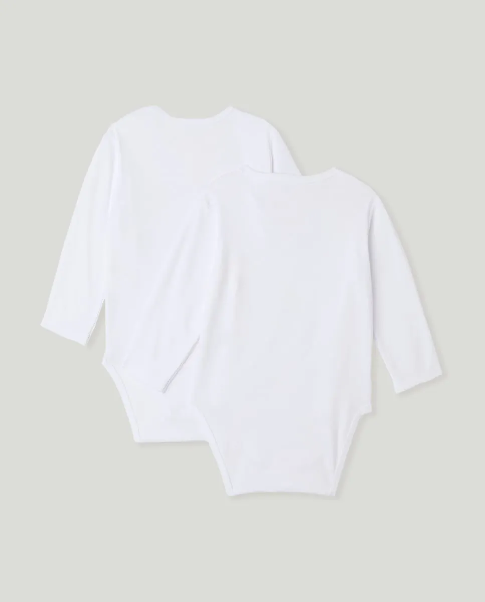 Набор из 2 детских бодиков с длинным рукавом Cotton Juice, белый — фото 2