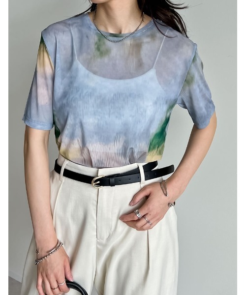 

Футболка из сетчатой ткани с эффектом тай-дай Re:EDIT, синий