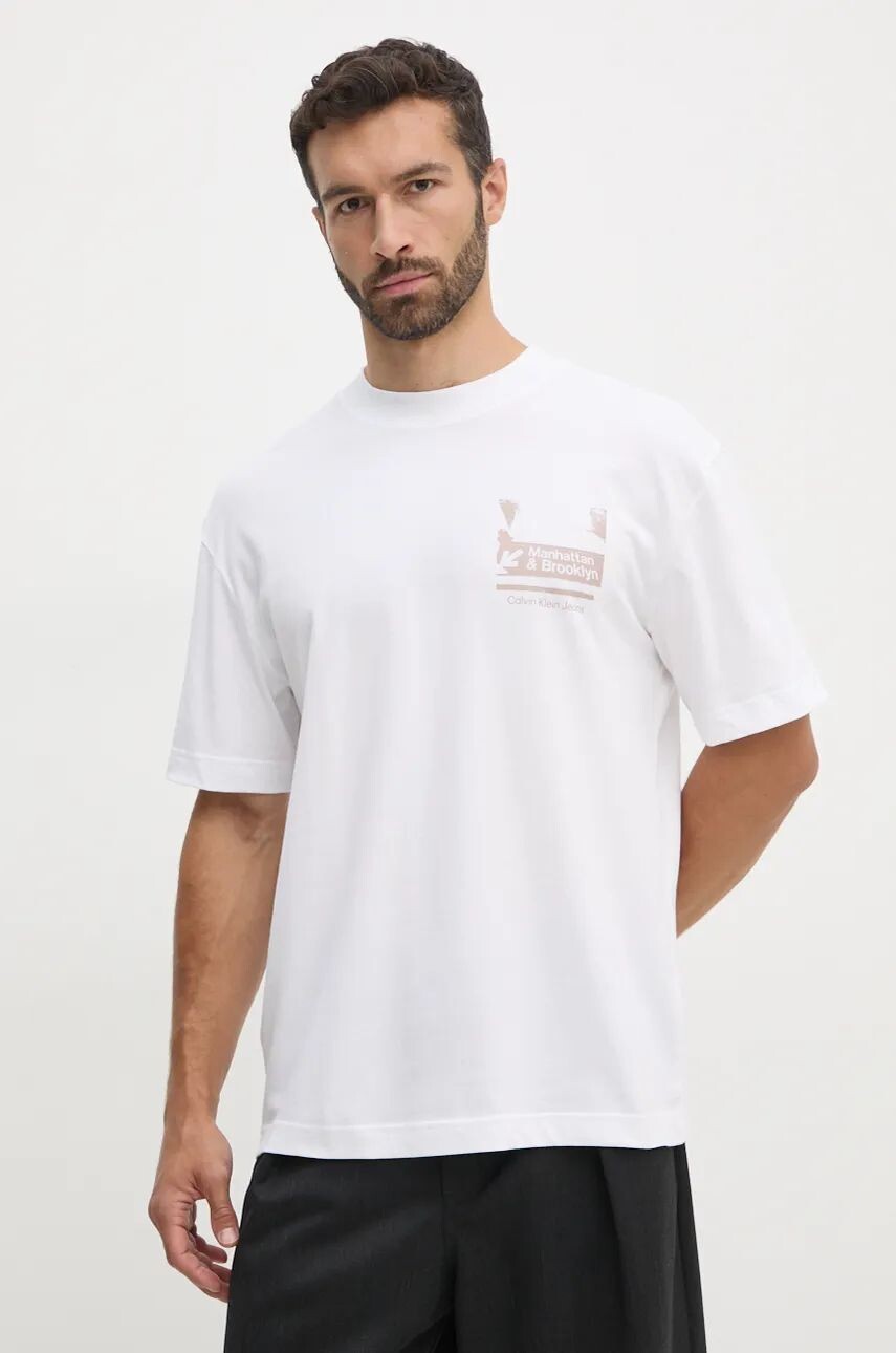 

Хлопковая футболка Calvin Klein Jeans, белый