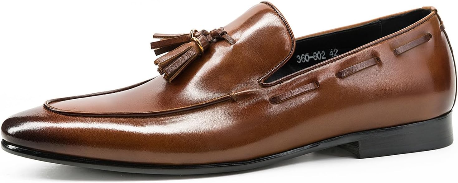 

Мужские лоферы с кисточками WinDhana - ручная работа, элегантные классические лоферы без шнурков для официальной и повседневной носки 360-802, коричневый