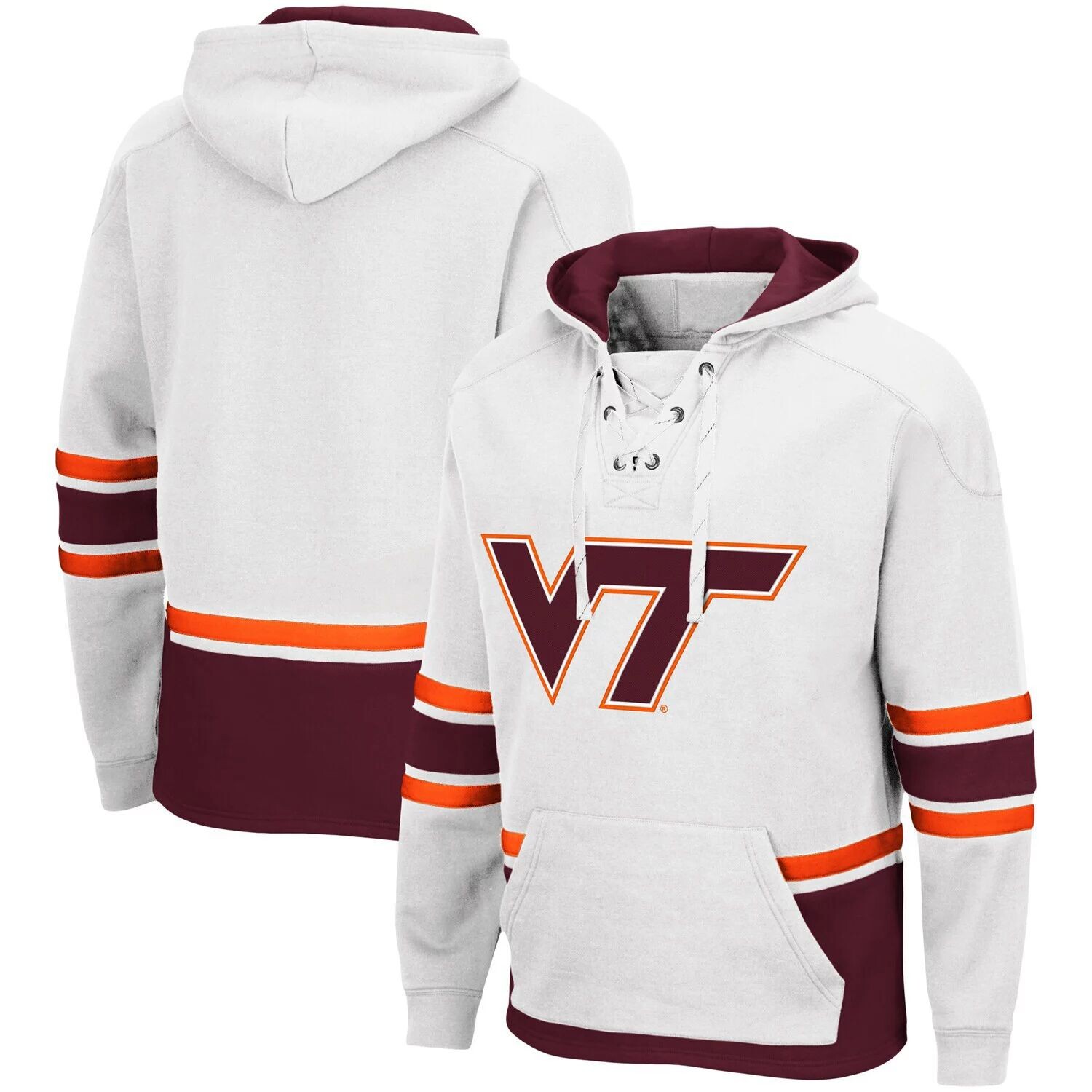 

Мужской белый пуловер с капюшоном Virginia Tech Hokies на шнуровке 3.0 Colosseum