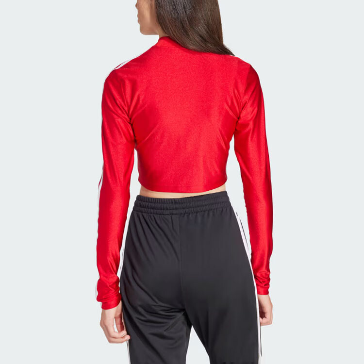 Футболка с тремя полосками, женская, красная Adidas Originals — фото 3