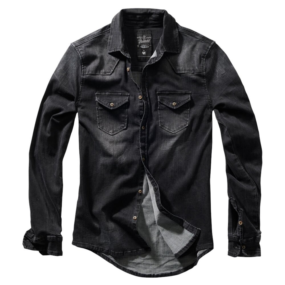 

Рубашка с длинным рукавом Brandit Riley Denim, черный