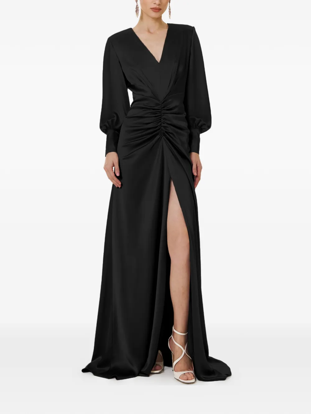 

Платье макси Vianna с V-образным вырезом и драпировкой Framboise, черный