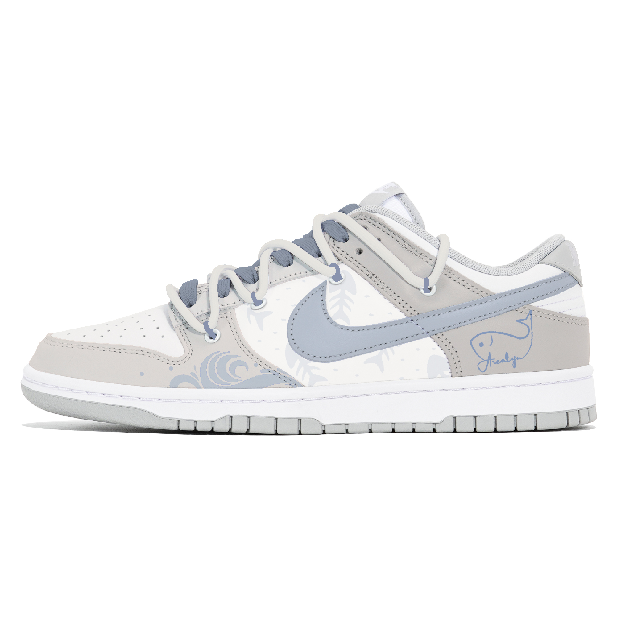 

Nike Кроссовки для скейтбординга Dunk, износостойкие, низкие, мужские, белые, серые
