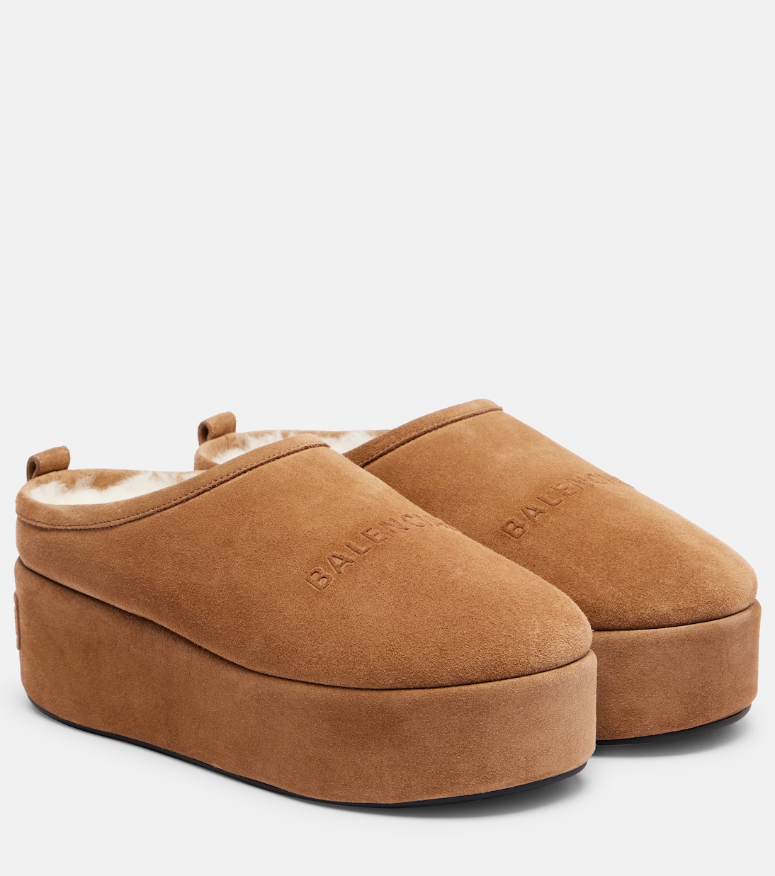 Аляскинские замшевые платформы-мюли Balenciaga, Brown/White
