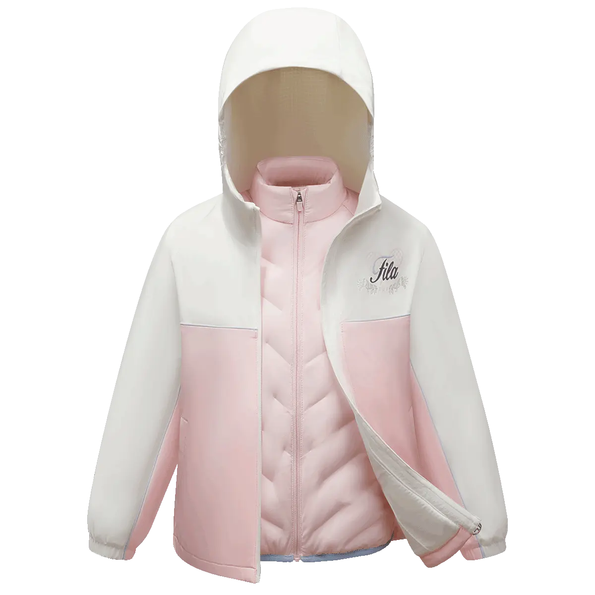 Пуховик woven duck down cotton feather комплект из 2 предметов для детей 3-7 лет FILA KIDS, белый — фото 3