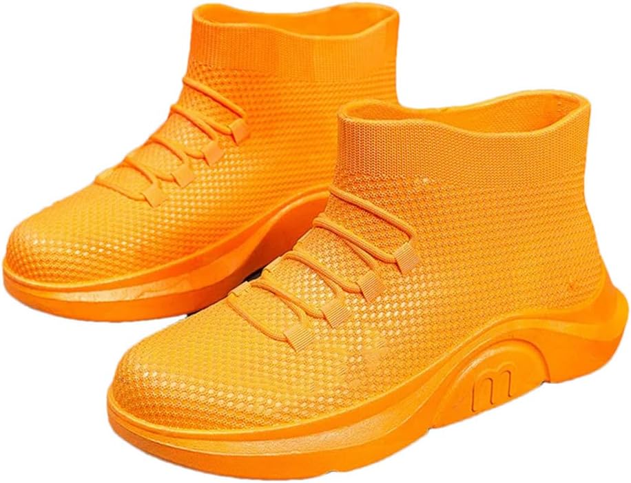 

Мужские резиновые сапоги Wjnvfioo для пар, повседневные спортивные ботинки на щиколотку, водонепроницаемые галоши для рыбалки, работы и защиты от дождя, оранжевый