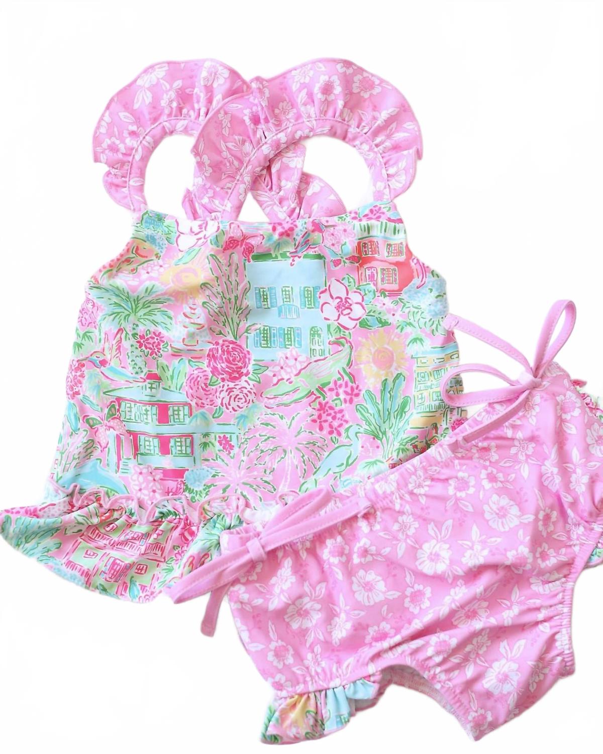 

Купальник-танкини Samantha Ruffle из двух частей для девочек, розовый Charlies Project